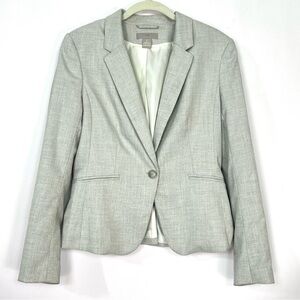 H&M Women’s Light Grey Blazer Jacket Coat Gray Button Fully Lined Sz Small